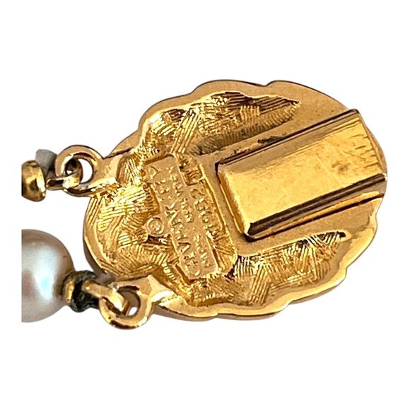 Vintage Givenchy Pearl Necklace Glass Pearls Gold Tone Crystals Rare 7N - Picture 5 of 9